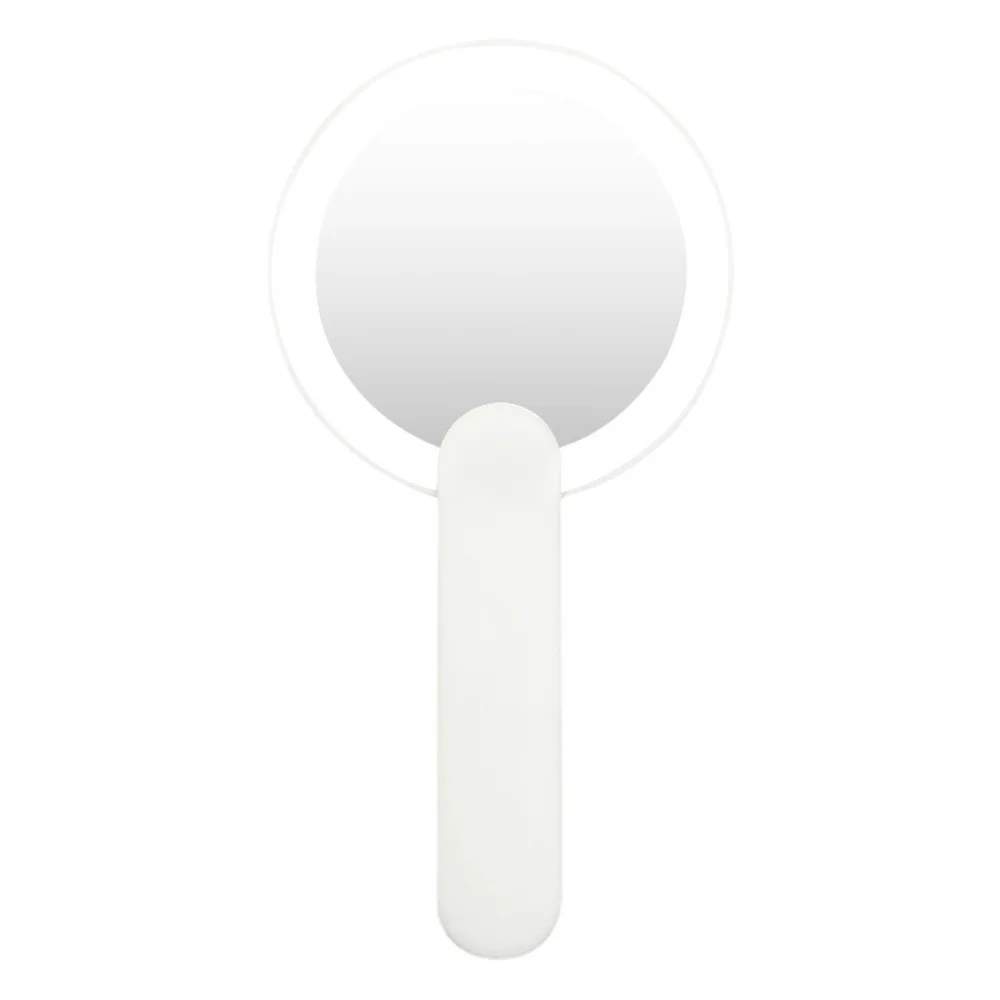Handheld Round Mirror Rotatable Rechargeable Mirror Led Lights Travel Small Portable Folding Makeup Mirror USB with Light