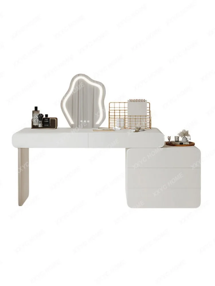 

Cream Style Solid Wood Dressing Table Modern Simple Small Apartment Bedroom Retractable Makeup Table Storage Cabinet Integrated