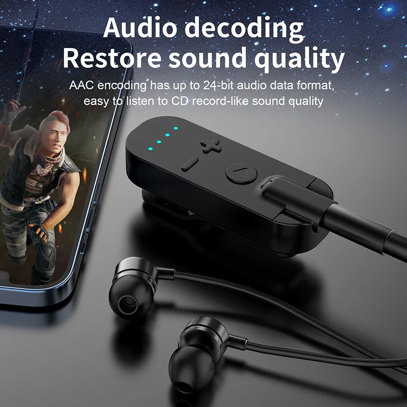 Lavalier Bluetooth 5.2 Wireless Audio Receiver+Headsets Set 3.5MM AUX With Mic Noice Cancelling Game/Music/Call Stereo Adapter bluetooth audio receiver bluetooth transceiver adapter bluetooth aux adaptor bluetooth adapter audio adapter