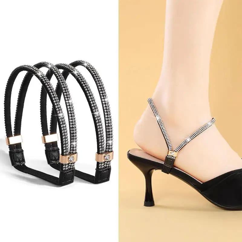 1 paar Strass High Heels Schuhe Band Anti-lose Frauen Diamant Schnürsenkel Anti-drop Ferse Straps Gürtel Bohrer elastische Feste Gürtel – Detail 11