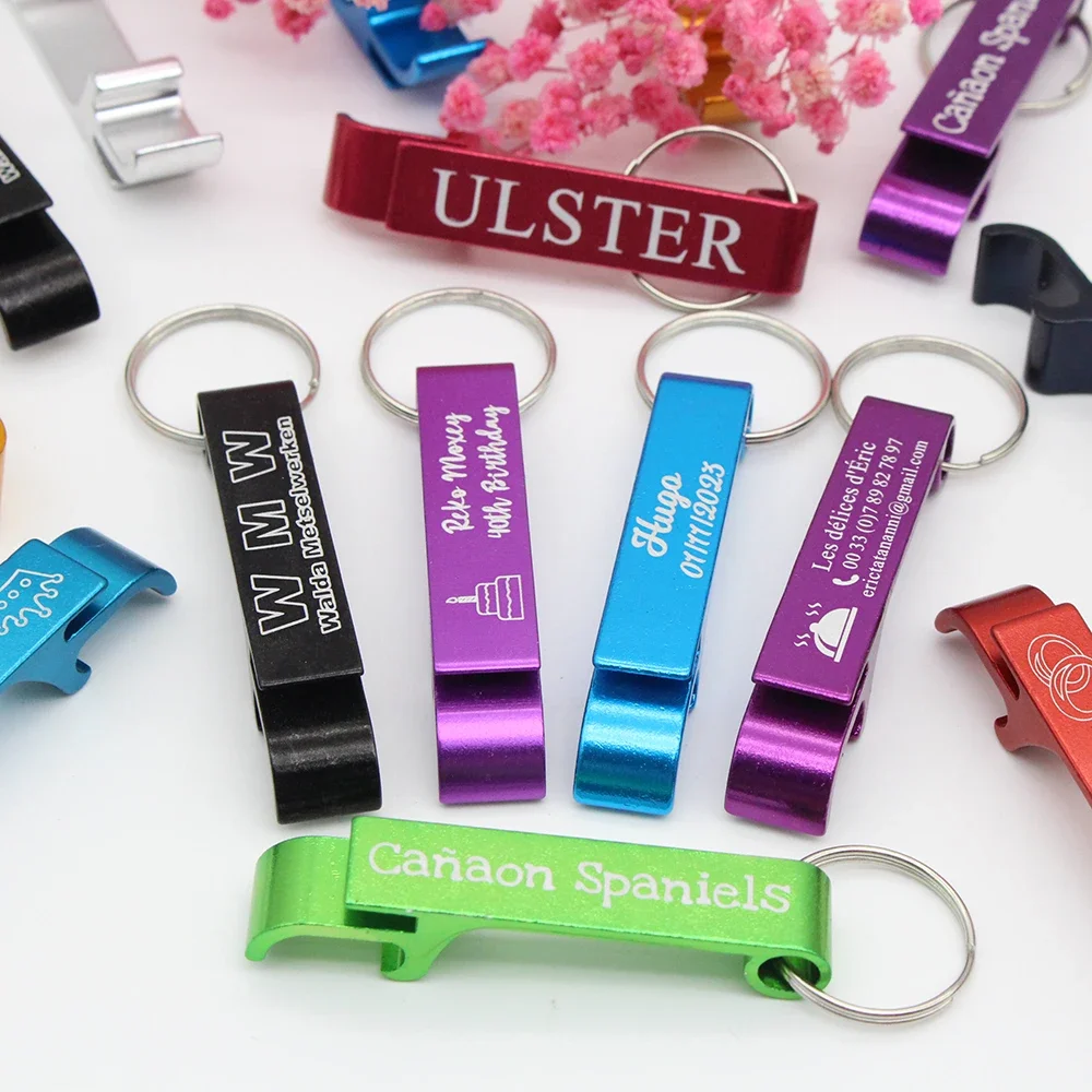 Personalized Bottle Opener Key Chain 10/30/50/100pcs Engraved Wedding Favors Brewery Hotel Restaurant Party Private Gift