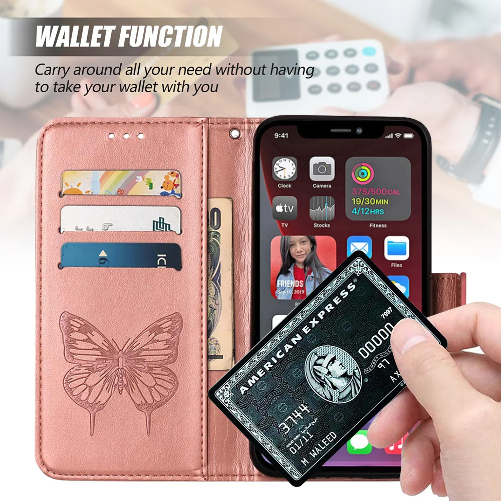 Butterfly Flower Magnetic Leather Wallet Flip Cover Phone Case