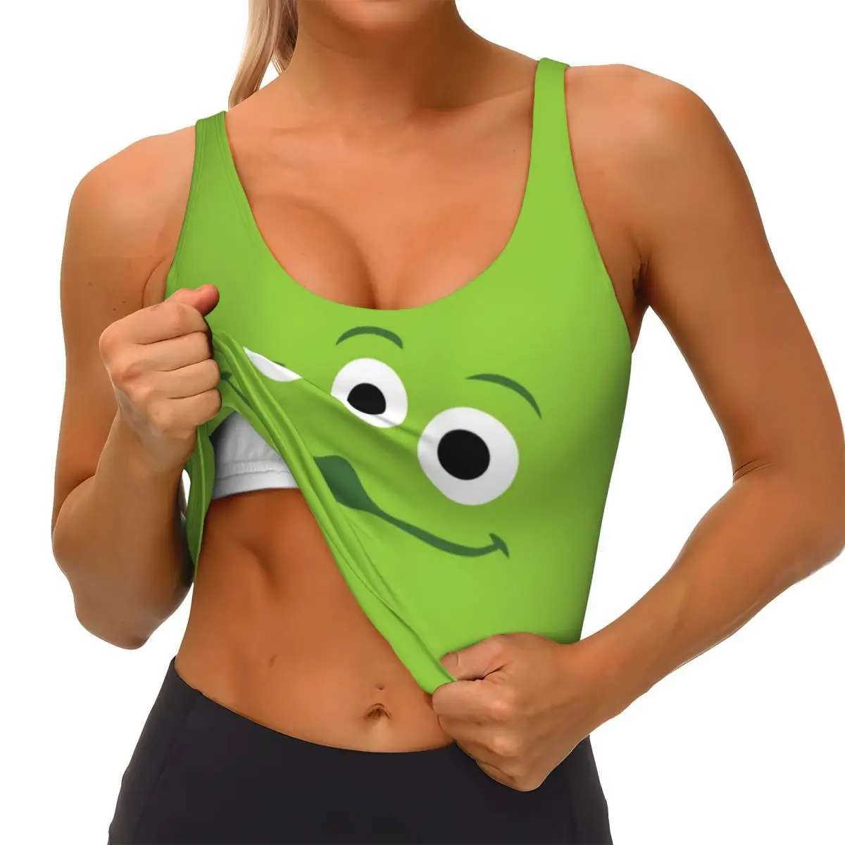 Toy Story Aliens Cartoon Sports Bra Women's High Impact Workout Yoga Crop Top