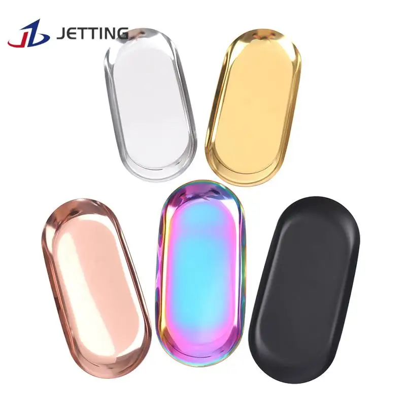 Stainless Steel Jewelry Tray Desktop Storage Tray Cosmetic Jewelry Metal Desktop Storage Tool Fack Nail Art Tray