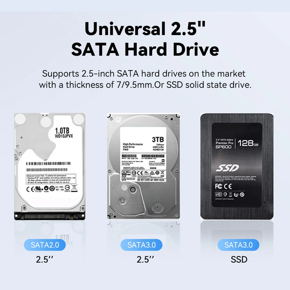 2.5 Inch SATA Box Hard Disk Enclosure Tool-Free USB 3.0 Mobile Hard Drive Cases 6Gbps Speed for 2.5inch 7/9.5mm SATA HDD SSD hdd enclosure external hard drive housing