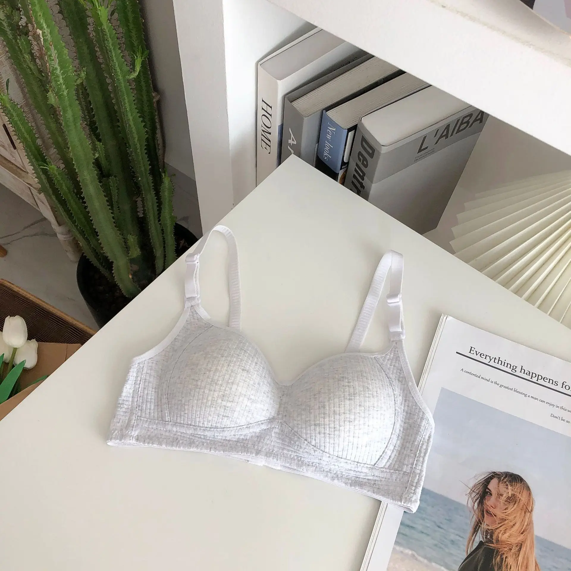 Simple Cotton Girl Bra: Thin Section, No Steel Ring, Comfortable For  Students From Covde, $8.56