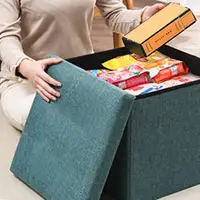Storage Box Multi-functional Foldable Large Capacity Waterproof Fabric Storage Bench Modern Foot Rest Stool With Padded Seat 2