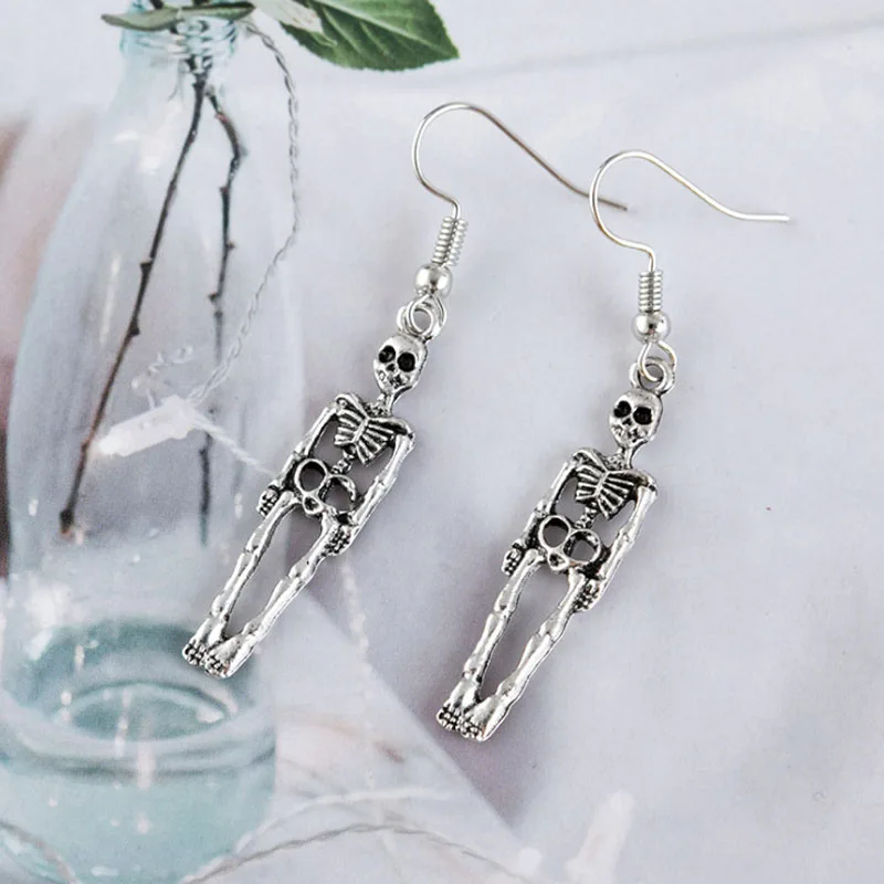 1 Pairs Halloween Vintage Skeleton Skull Dangle Earrings For Women Jewelry Party Gifts Aretes De Mujer Modernos drop earrings dangle earrings