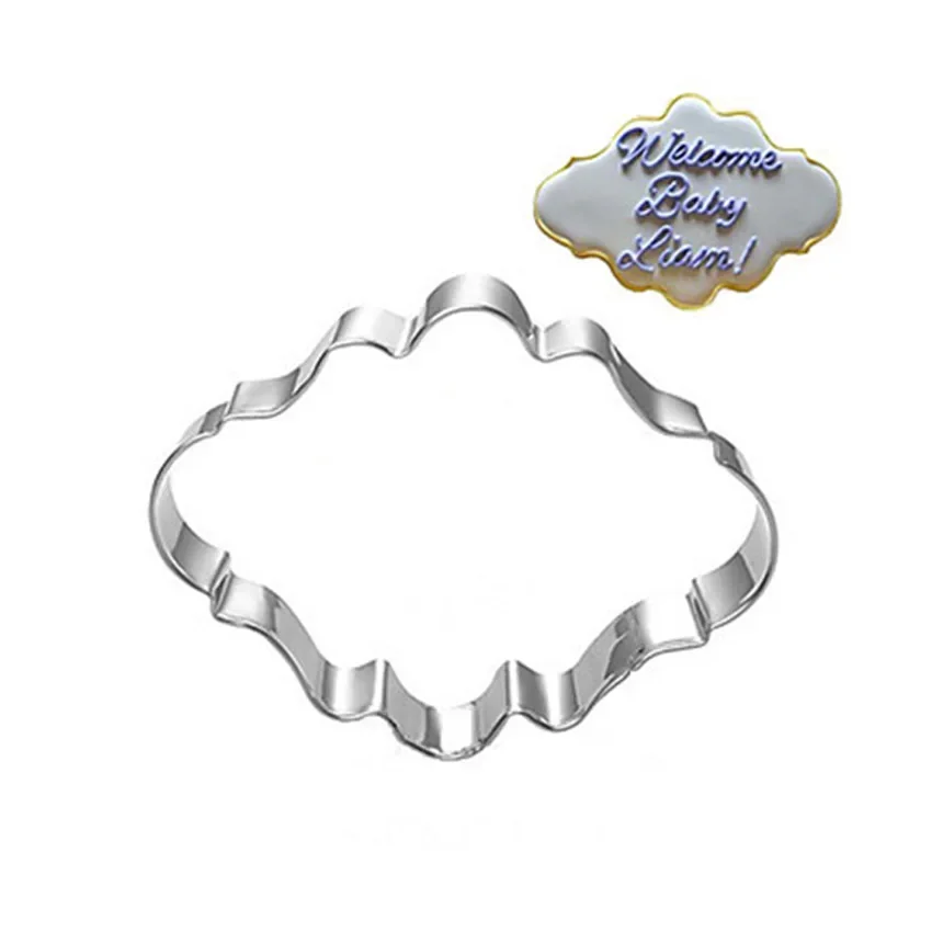 Cookie Cutter Sugar Biscuit Mold 3Pcs Plaque Cutter Cookies Frame DIY Cake Oval Square Rectangle Fancy Stainless