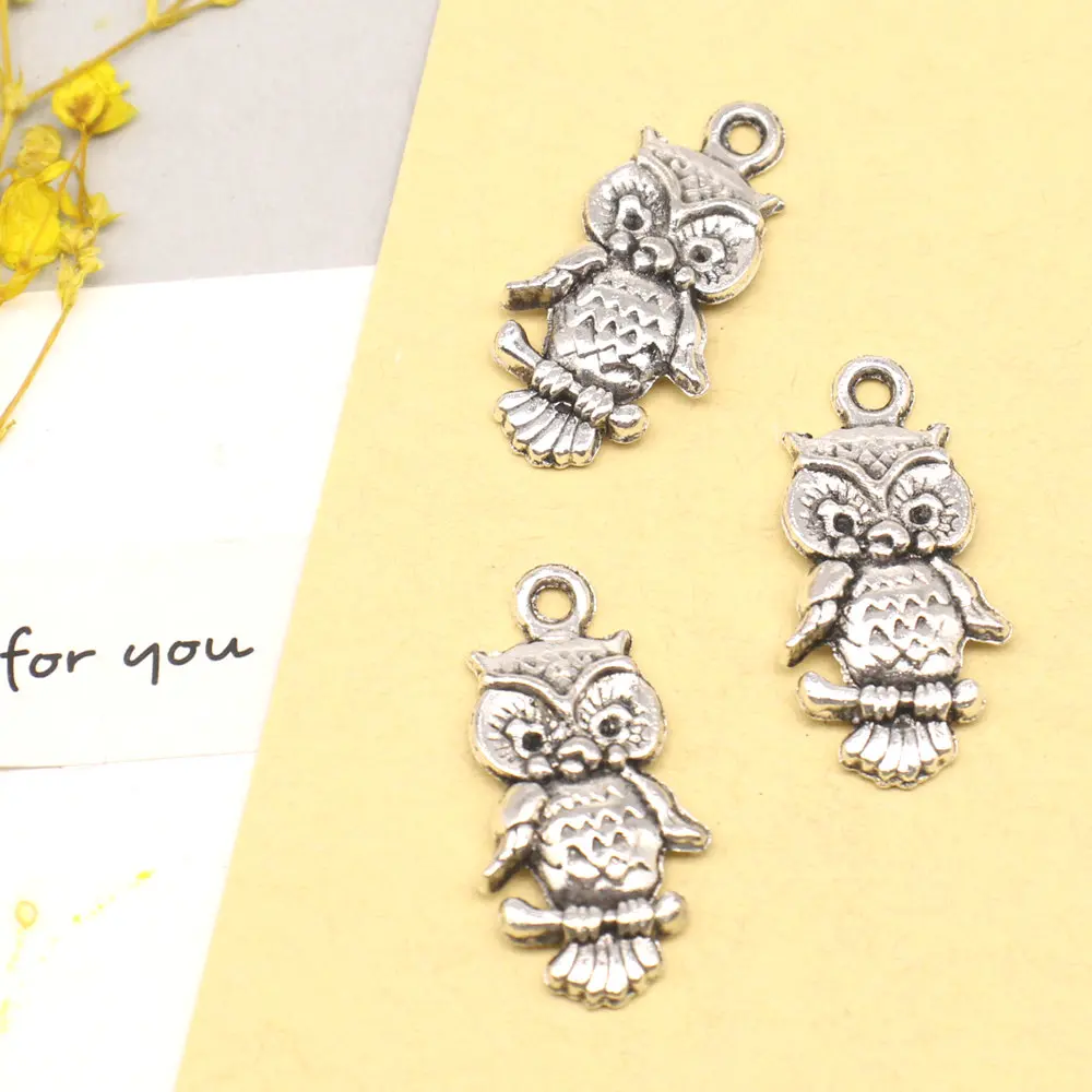

10pcs 13x26mm Owl Charms Pendants For Earrings Home Decor Crafts Trendy Jewelry Antique Silver Color