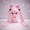 Cat Ear Knit Mask Hat