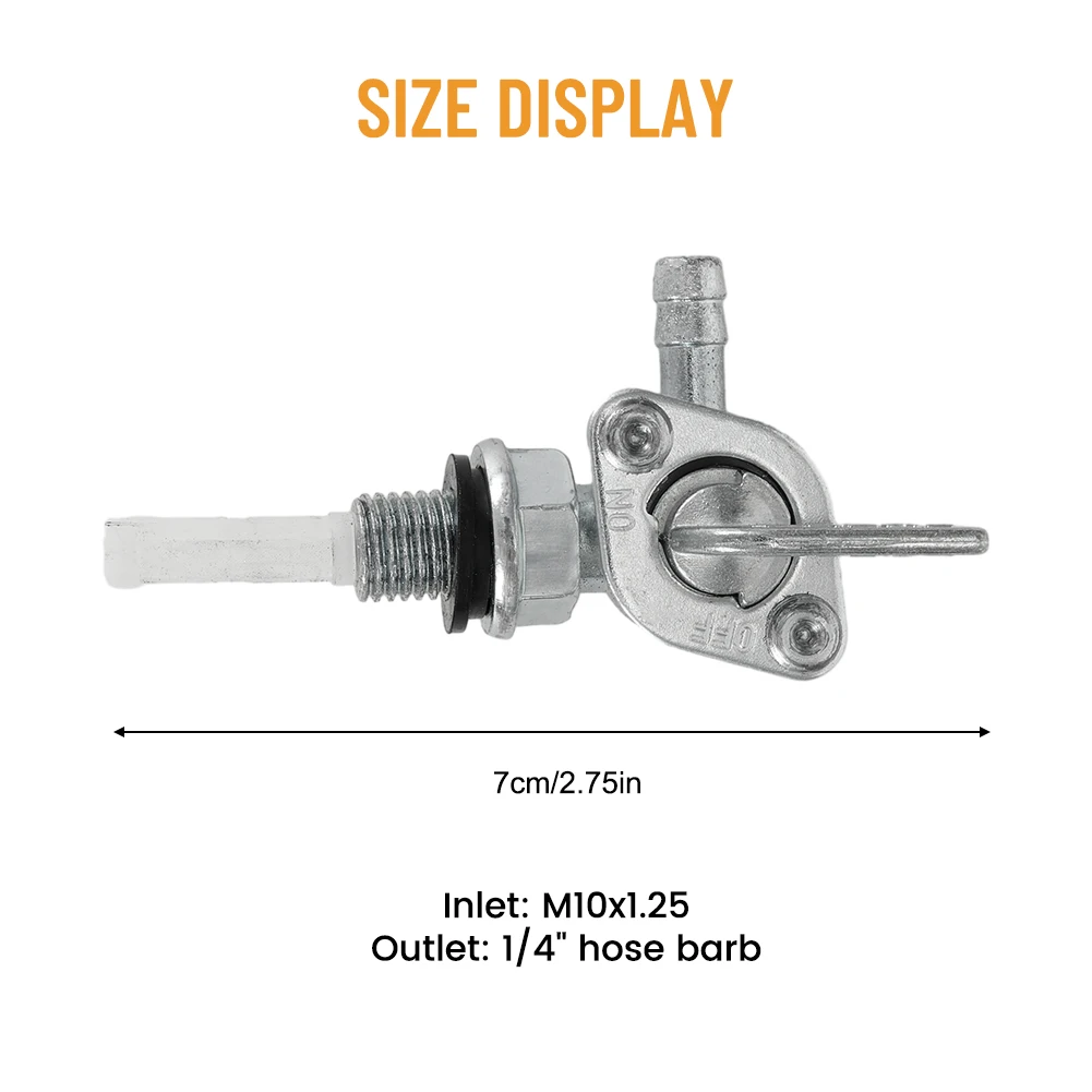 

Brand New High Quality Switch Valve Fuel Parts Replacement Shut Off Silver 1/4inch Hose 1PCS Universal Accessories