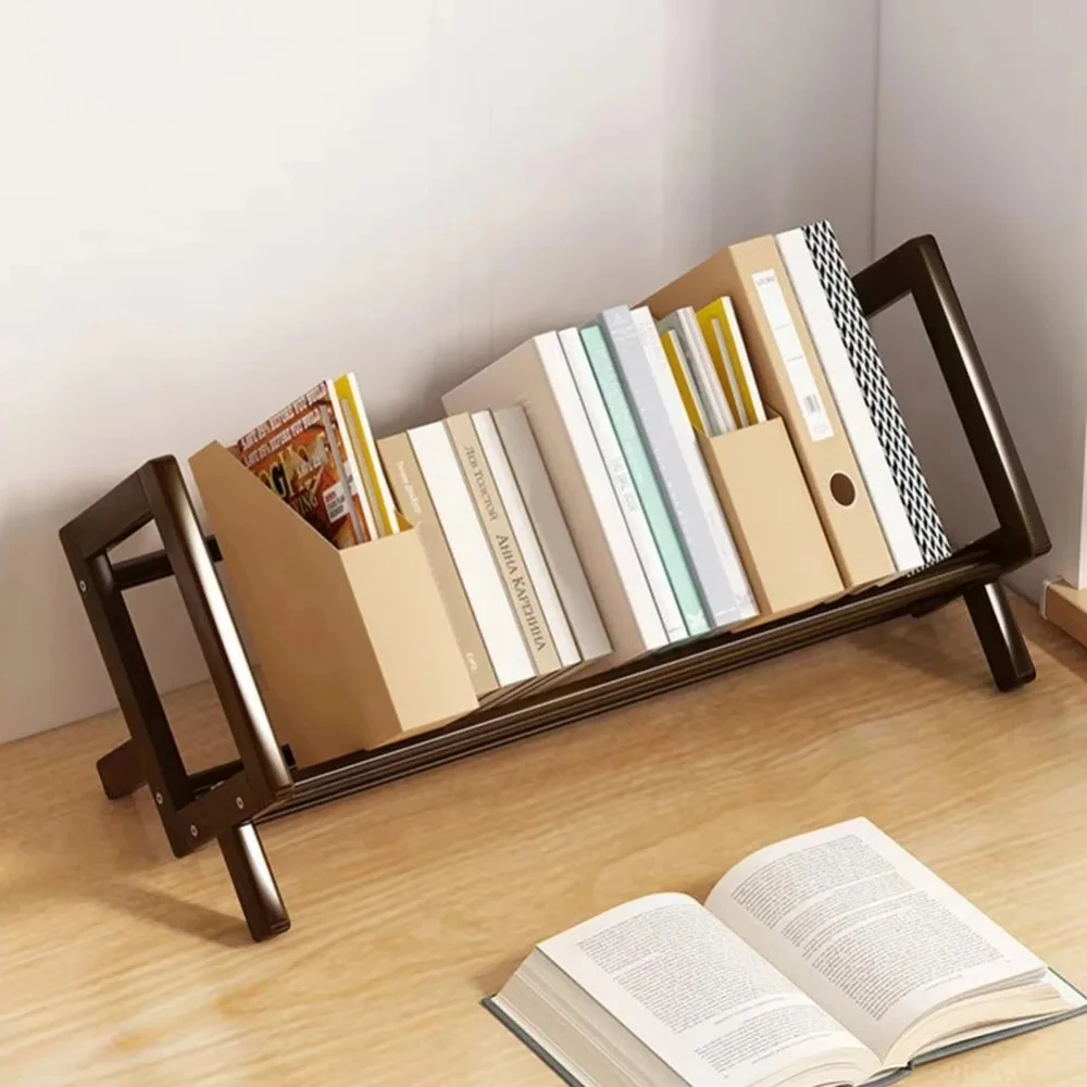 Simple Desktop Bookshelf Table Top Bay Bedside Desk Office Books Storage Shelf original bamboo wood shelf stand