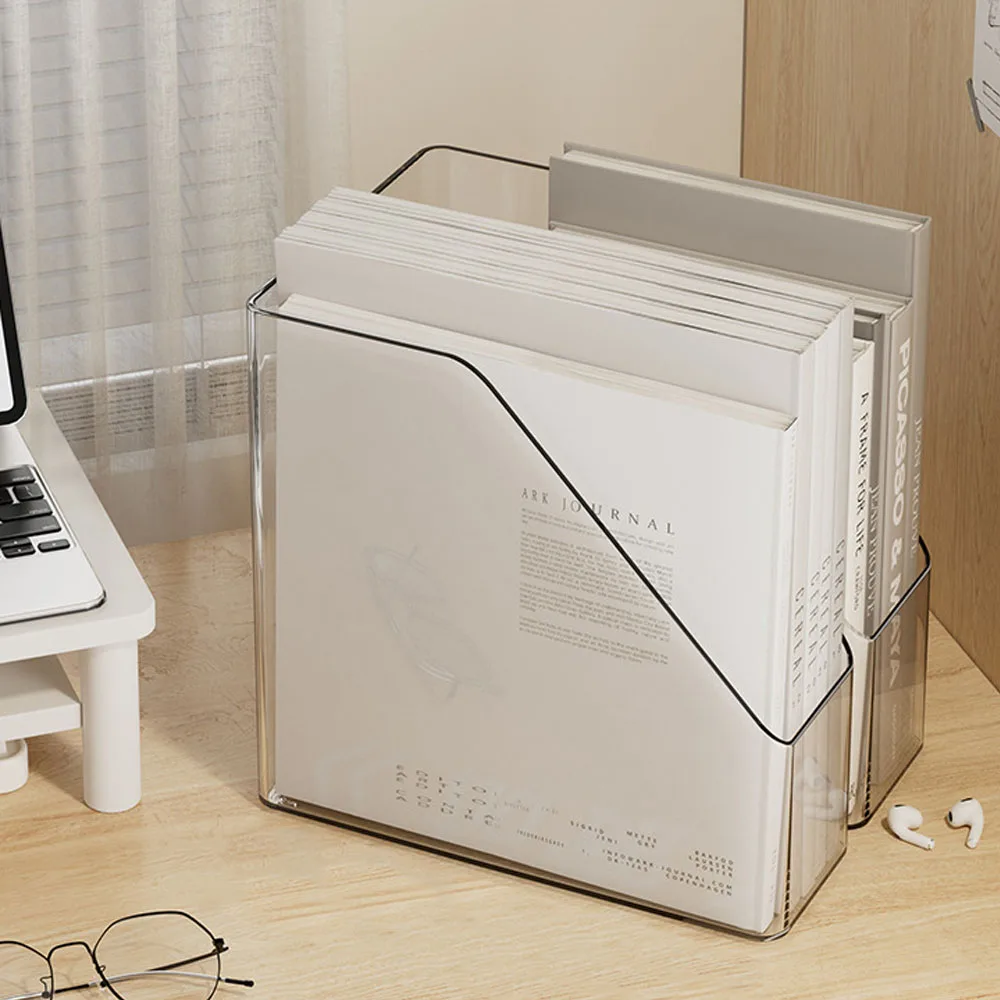 1/2pcs Desktop File Folder Book Magazine Holder Plastic Desk Document Paper Organizer Vertical Storage Rack Office Stand Shelf