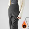 New Maternity Loose-Fit Fleece-Lined Petite Pants Autumn/Winter Style Microbell Bottoming Thickened Trousers For Pregnant Women 1