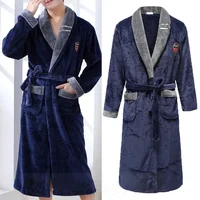 Grande taille épaisse flanelle hommes Robe Kimono peignoir Robe corail vêtement de nuit en polaire vêtements de maison automne hiver vêtements de nuit vêtements de salon 2