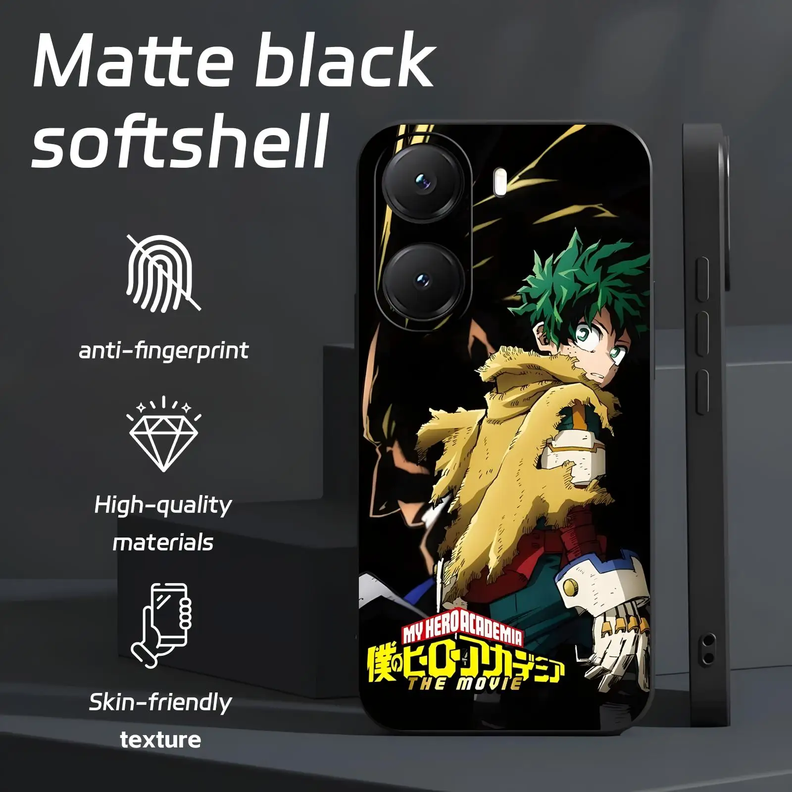 Deku My Hero Academia Shockproof Soft Black Phone Case