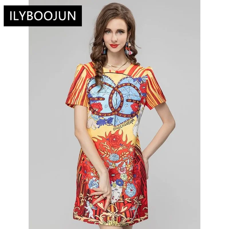 

Early Autumn Sicily Dress Women O-Neck Short Sleeve Crystal Beading Floral Print Vintage Mini Dresses For Women 2023 Luxury