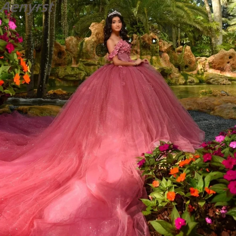 

Платье принцессы с открытыми плечами для девушек, бальное платье с бусинами и аппликацией, милое платье с цветочным рисунком, 16 платьев, Charro, 15 лет