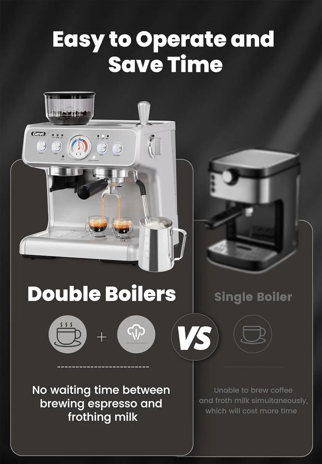 Machine 20 Bar With Grinder & Steam Wand – All in One Espresso Maker & Espresso Machine with Grinder for Home 2