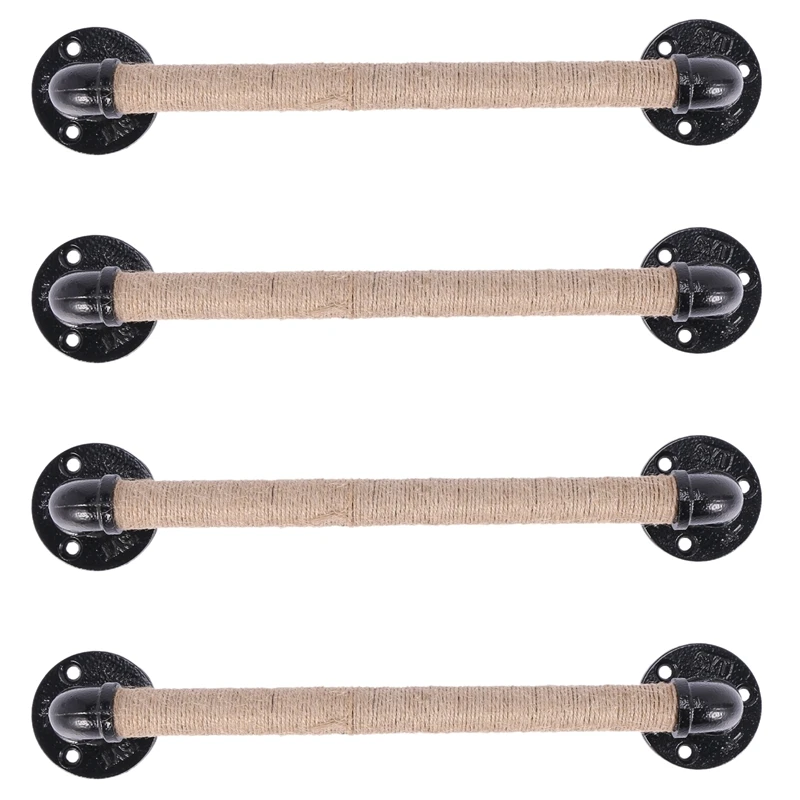 

4X Industrial Style Pipe Furniture Handle Barn Sliding Wooden Door Handles Black European Wrought Iron Rope Handle