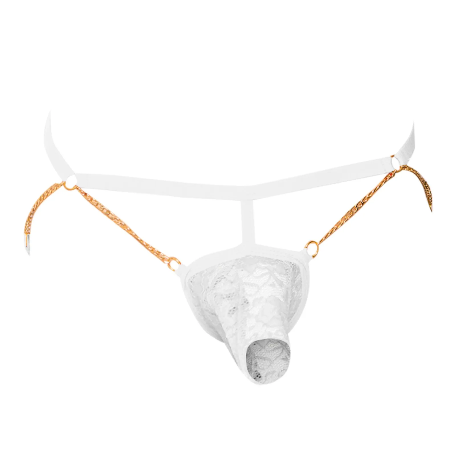 New Men Sexy Thongs Chain Lace Penis Pouch G-String Homme Low Waist Erotic Lingerie Gay Tanga Hombre стринги мужские