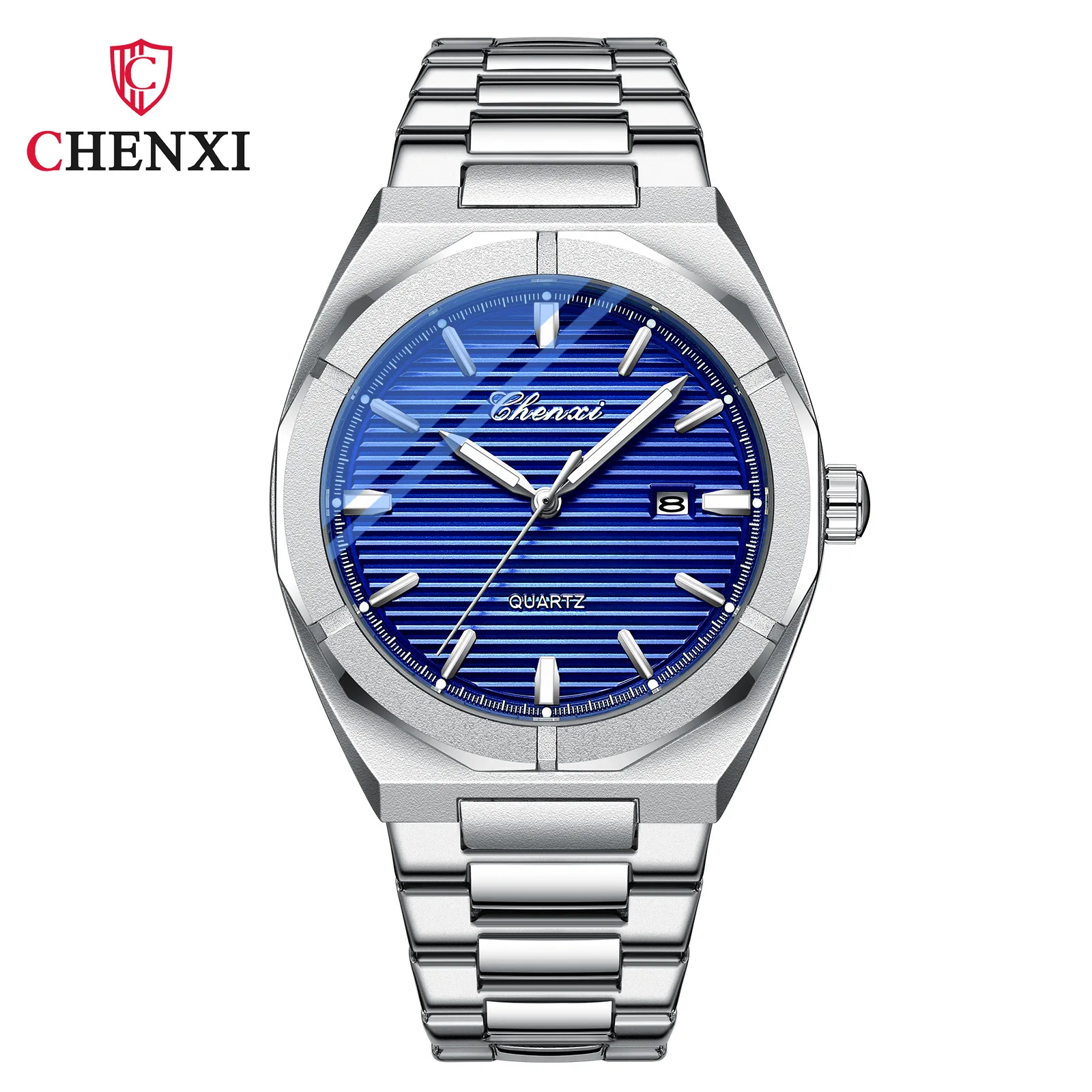 

Fashion Simple Irregular Shape Quartz Wristwatches Luminous Complete Calendar Hardlex Stainless Steel Band luxury watch Men