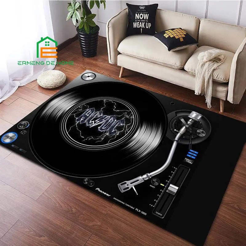 Vinyl Disc Player Music Rockband Carpet Rug Door Mat 3D Printing Carpet Hall Bedroom Cold Pressing Fashionable Carpet 14 Sizes