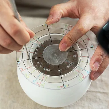 아크릴 라운드 앨리쿼트 드로잉 라인 눈금자, 점토 조각 마킹 눈금자, 트리밍 센터 포인트 보조 턴테이블 도자기 도구