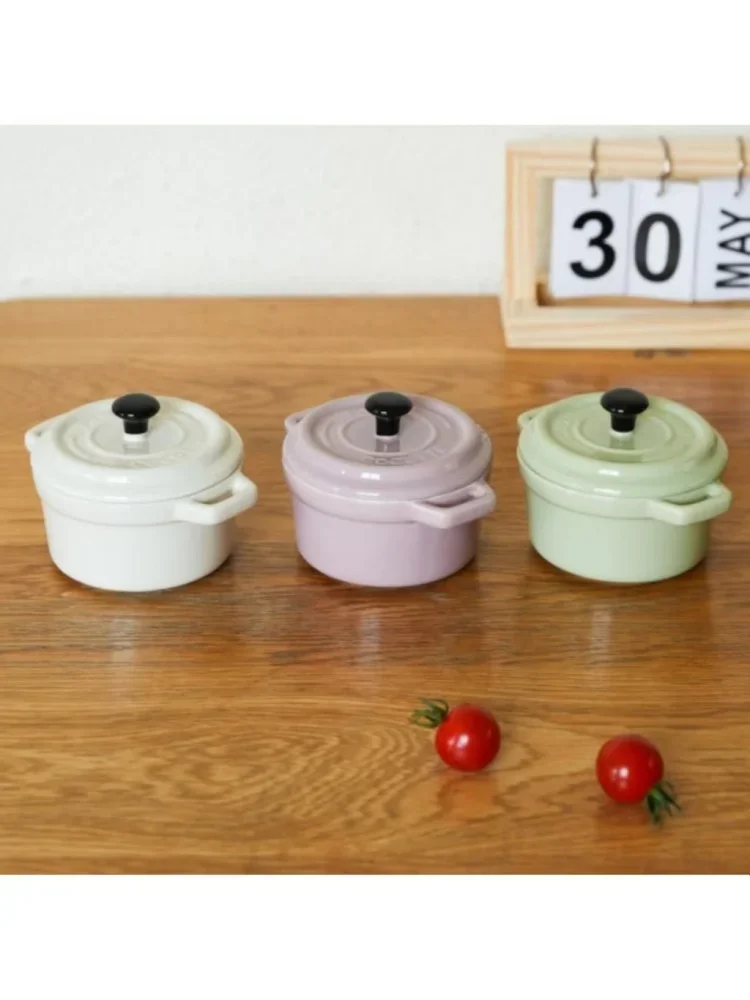 Description Picture 5 of item200ML Ceramic Breakfast Bowl Ramekins with Lids Oven Safe Creme Brulee,Mini Casserole Souffle Cover&Handle for French Onion Soup
