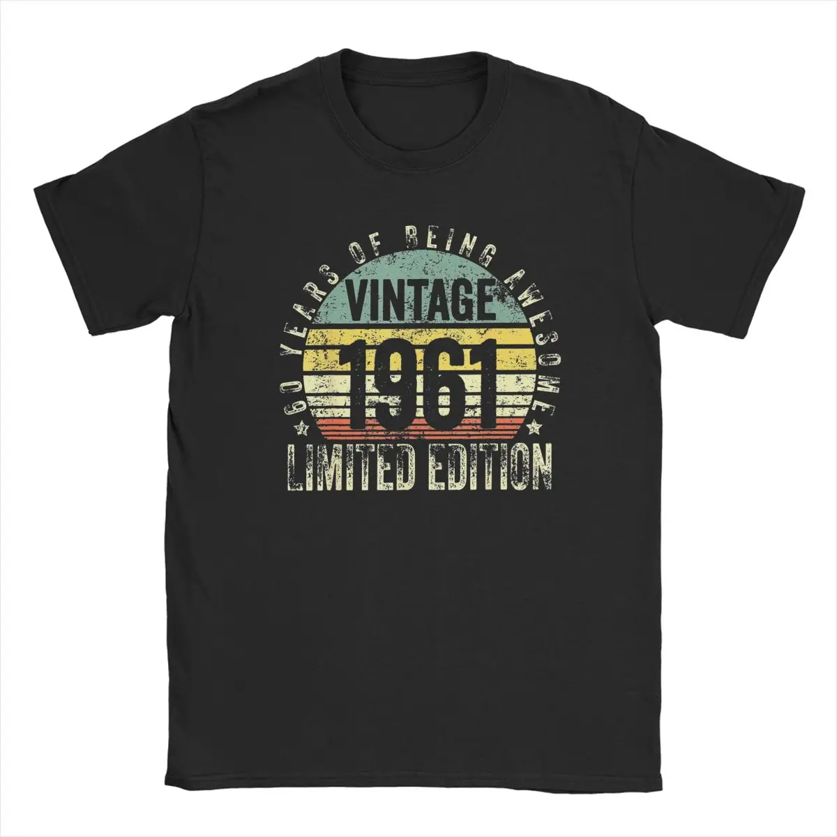 

60 Year Old Gifts Vintage 1961 Limited Edition 60th Birthday T Shirt for Men Pure Cotton T-Shirts O Neck Tees Tops Graphic