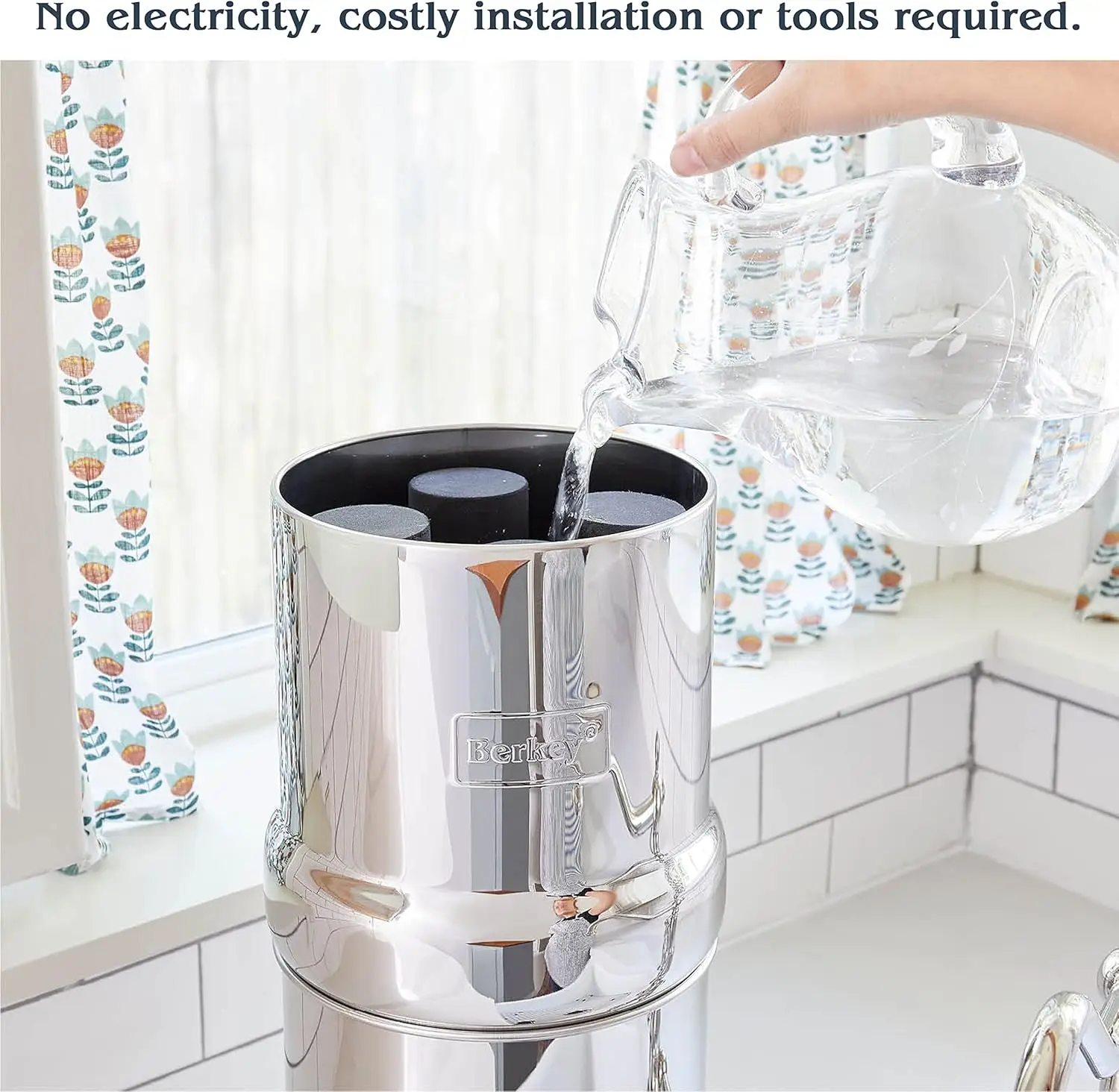 Gravity-Fed Water Filter System 3.25 Gallon with 2 Black Berkey Elements, 2 Berkey PF-2 Fluoride and Arsenic Reduction Elements