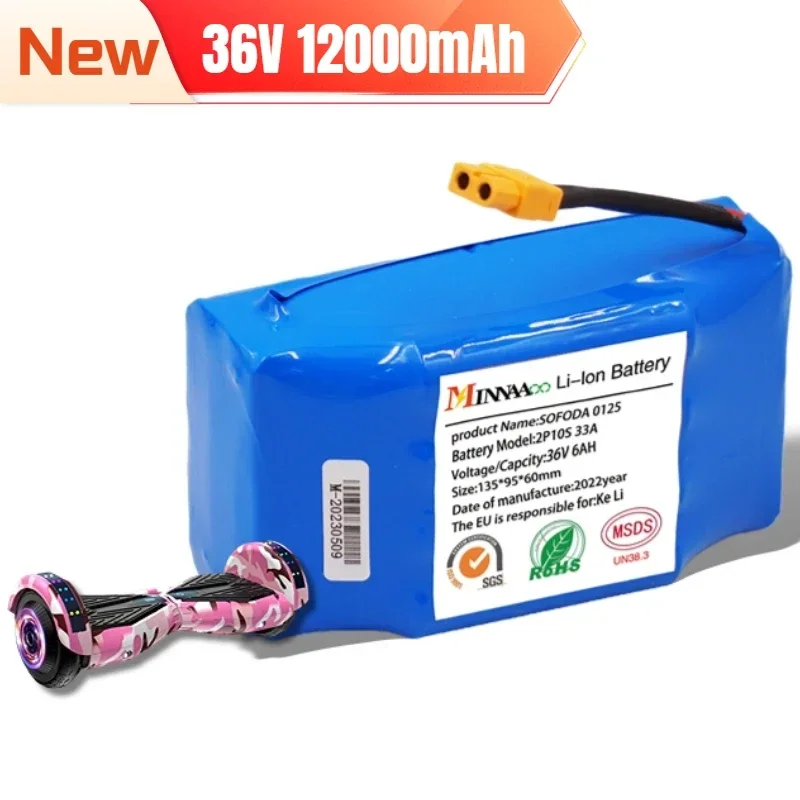 

36V 12A battery hoverboard rechargeable li-ion battery pack li-ion cell for electric self balance scooter hoverboard unicycle