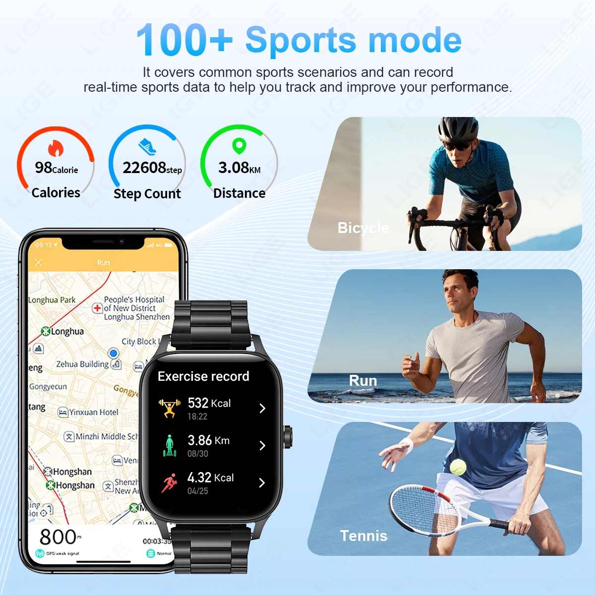 LIGE Fashion Smart Watch Women 1.85” HD Screen Custom Watch Face Women’s Health Monitor Watch Bluetooth Call Sports Smartwatches