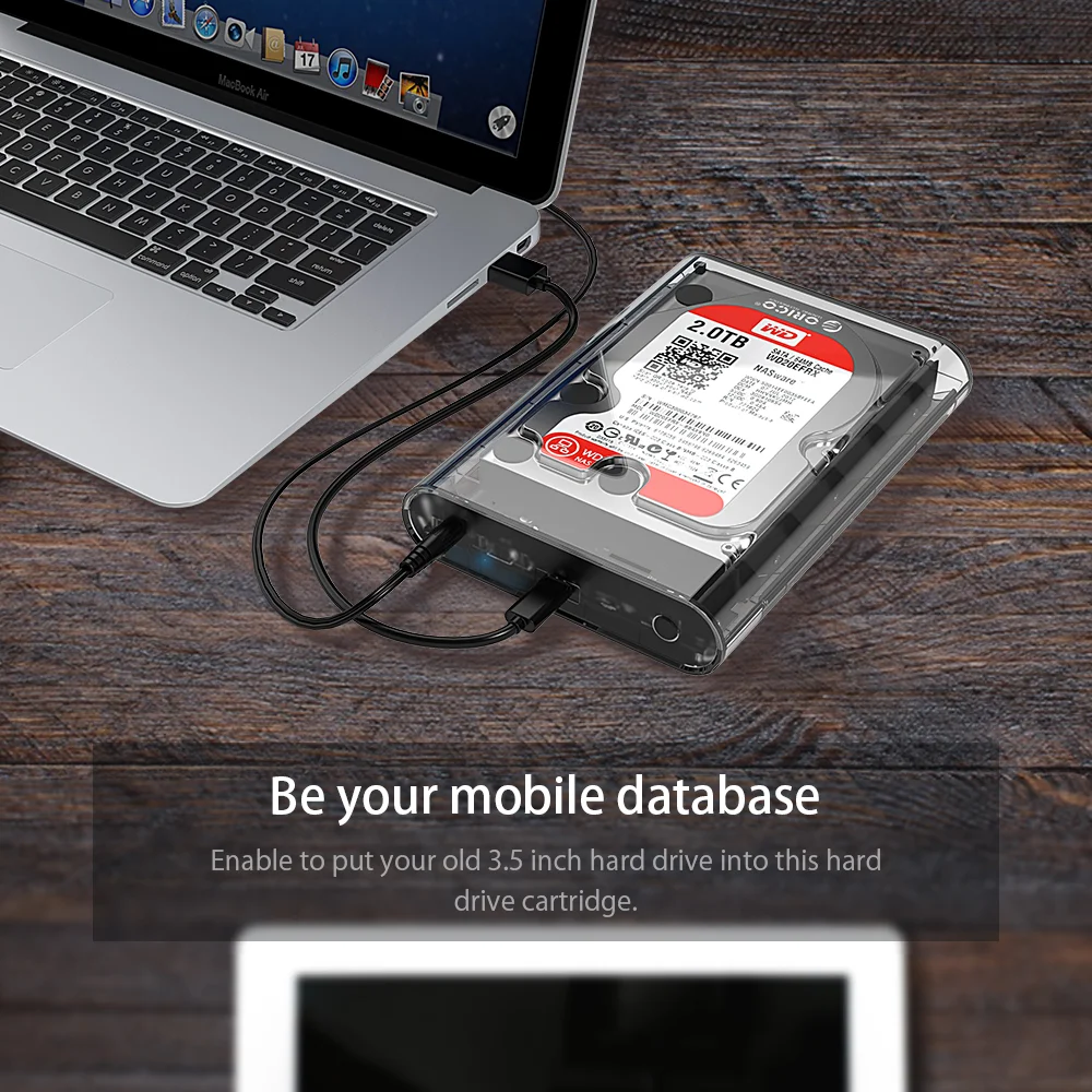 오리코 2.5/3.5인치 HDD 케이스 투명 SATA to USB 3.0 어댑터 외장 하드 드라이브 케이스 (2.5인치, 3.5인치 SSD 디스크 HDD 박스용)