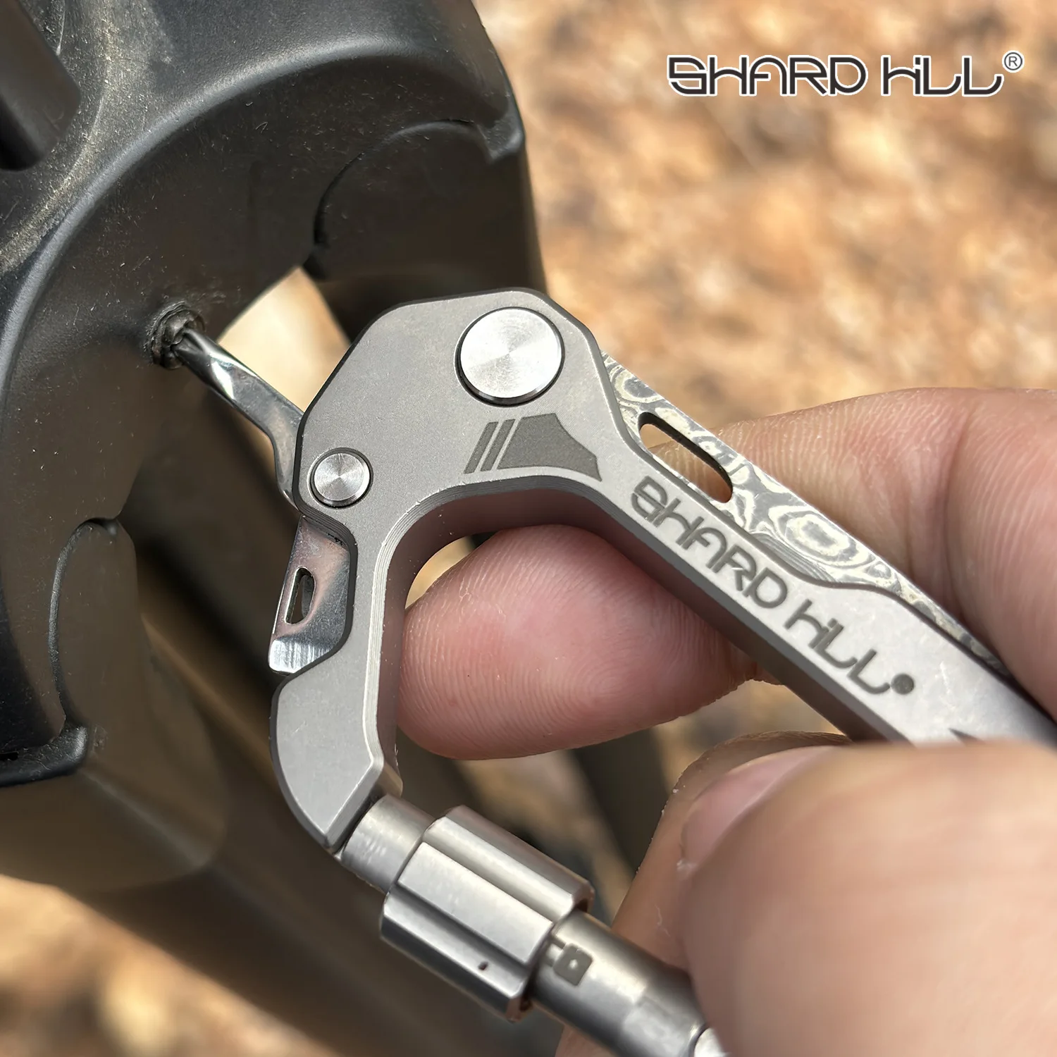 6in1 TC4Titanium Alloy Key Chain Knife Damascus Blade EDC  Bottle Opener Screwdriver Nail Driver Outdoor Tool SH-T2