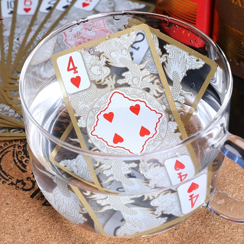 55 Cards Deck Golden Edges Playing Cards, Waterproof Plastic Poker Collection Cards Best Christmtas Gift Learning Carta De Poker