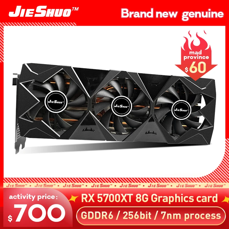 latest gpu for pc JIESHUO RX5700 XT 8GB 256bit 7-nanometer Process RDNA Architecture Equipped With GDDR6 Video Memory Computer Desktop Independent latest graphics card for pc