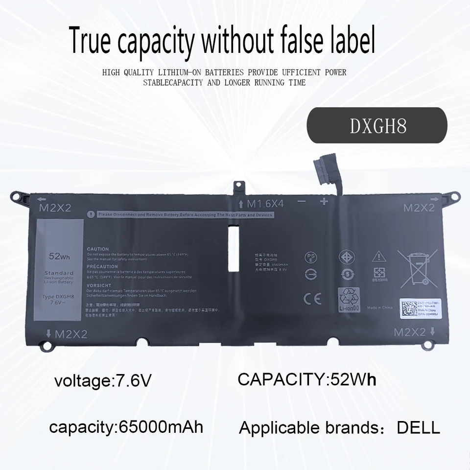 BATTREVO DXGH8 Laptop Akku für Dell XPS 13 9380 9370 7930 Inspiron 13 7390 7391 2-in-1 5390 5391 7490 Latitude 3301 E3301 XPS13-9370 Vostro 13 5390 5391 5000 H754V 0H754V G8VCF P82G HK6N5 0H754V