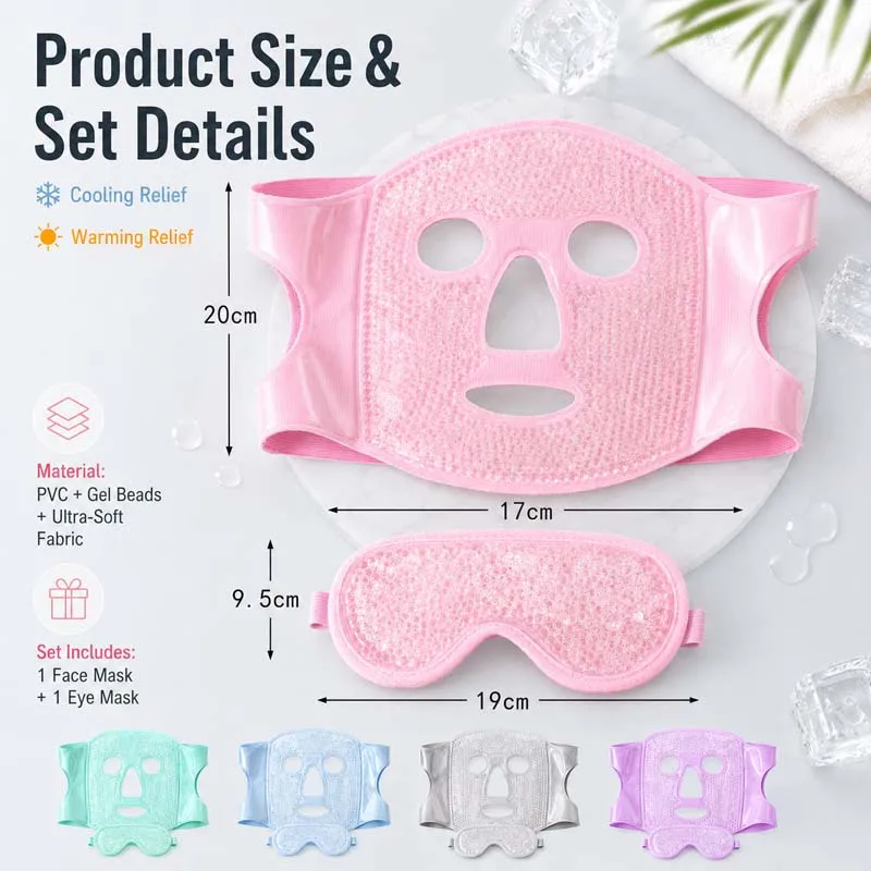 Gel Bead Reusable Cooling Face & Eye Mask Set