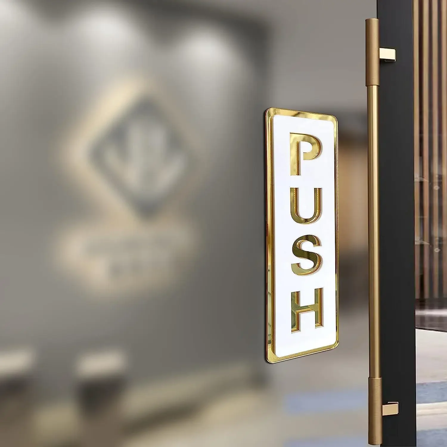 3D Mirror Sticker Acrylic Push Pull Door Sign Letters Push and Pull Symbol Decal Shop Store Hotel Restaurant Cafe Bank Mall