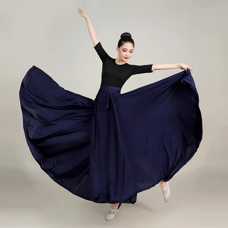 85/90/95cm Soild Color Big Swing Flamenco Skirt Women Spanish Dance Skirt Belly Dance Costume Long Dress Performance Gypsy Skirt