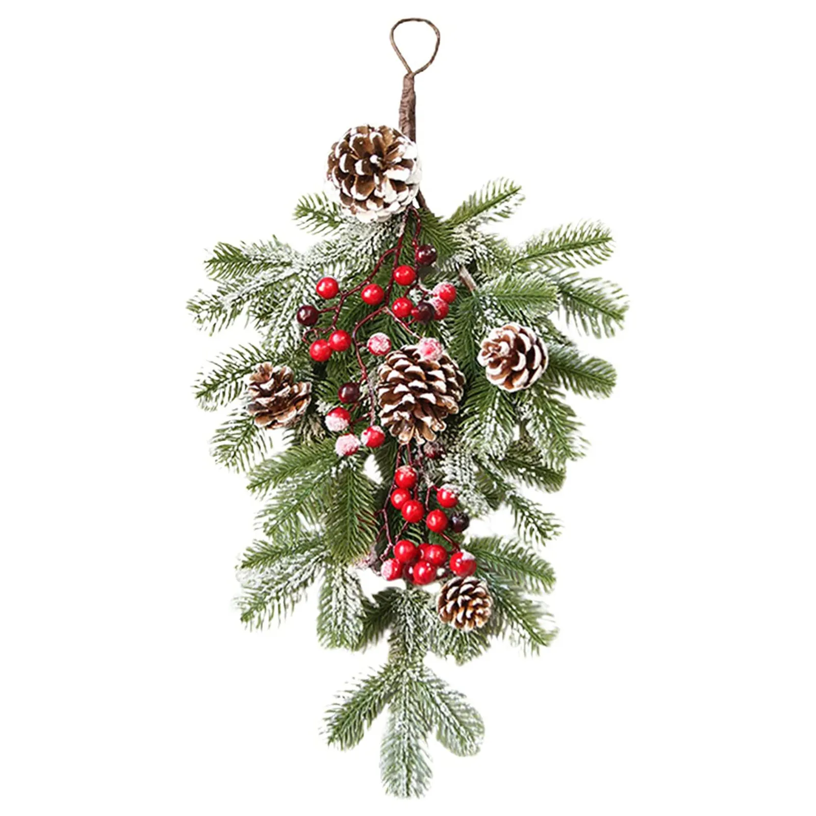 

Artificial Flower Wreath Ornaments Christmas Door Rattan Garland Window Winter Berries Teardrop Hanging Holiday Decor Wall Cones