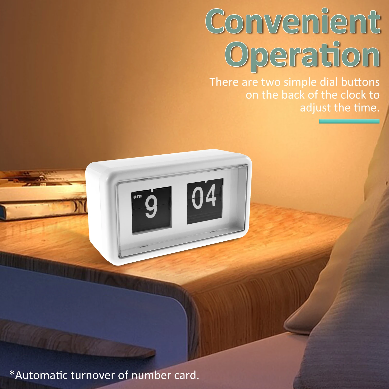 Vintage Alarm Clock Auto Flip Alarm Clock Bedside Table Alarms Clocks Battery/USB Charging Digital Clocks for Office Home Decor