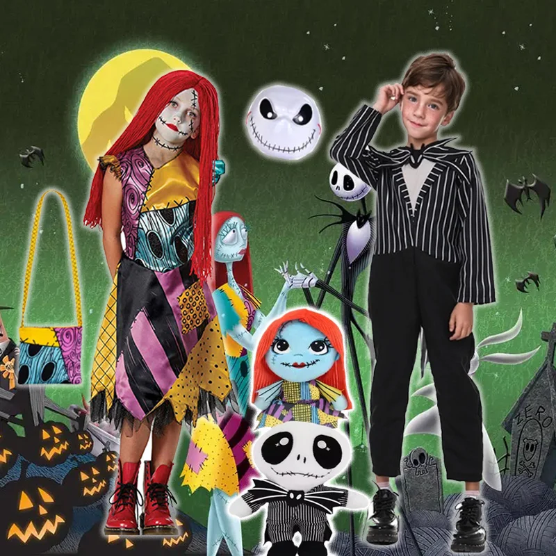 thumbnail image 2 of Disfraces de Halloween para niños y niñas, ropa de carnaval, pesadilla antes de Navidad, conjunto de princesa Sally, Jack, 2024, 2 of 5