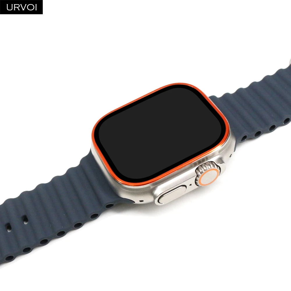Enhanced Tempered Glass Screen Protector with 3D Metal Frame for Smartwatch - 49mm, Clear