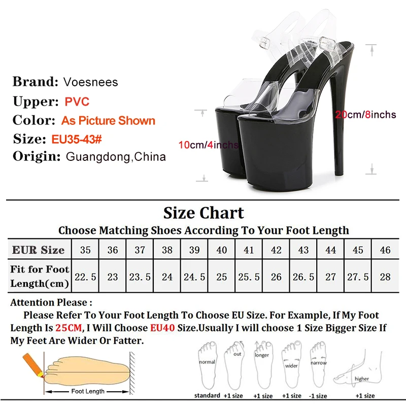 8Inch/20cm Crystal PVC upper Women's Platform Sandals Party High Heels Lady Shinny Beige Stripper Heeled Pole Dance Shoes 4
