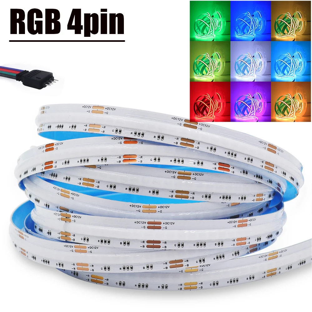 RGB RGBW RGBWW RGBCCT COB LED 스트립 12V 24V 840 784LED/M 유연한 고휘도 도트리스 Led 테이프 다이오드 유연한 리본