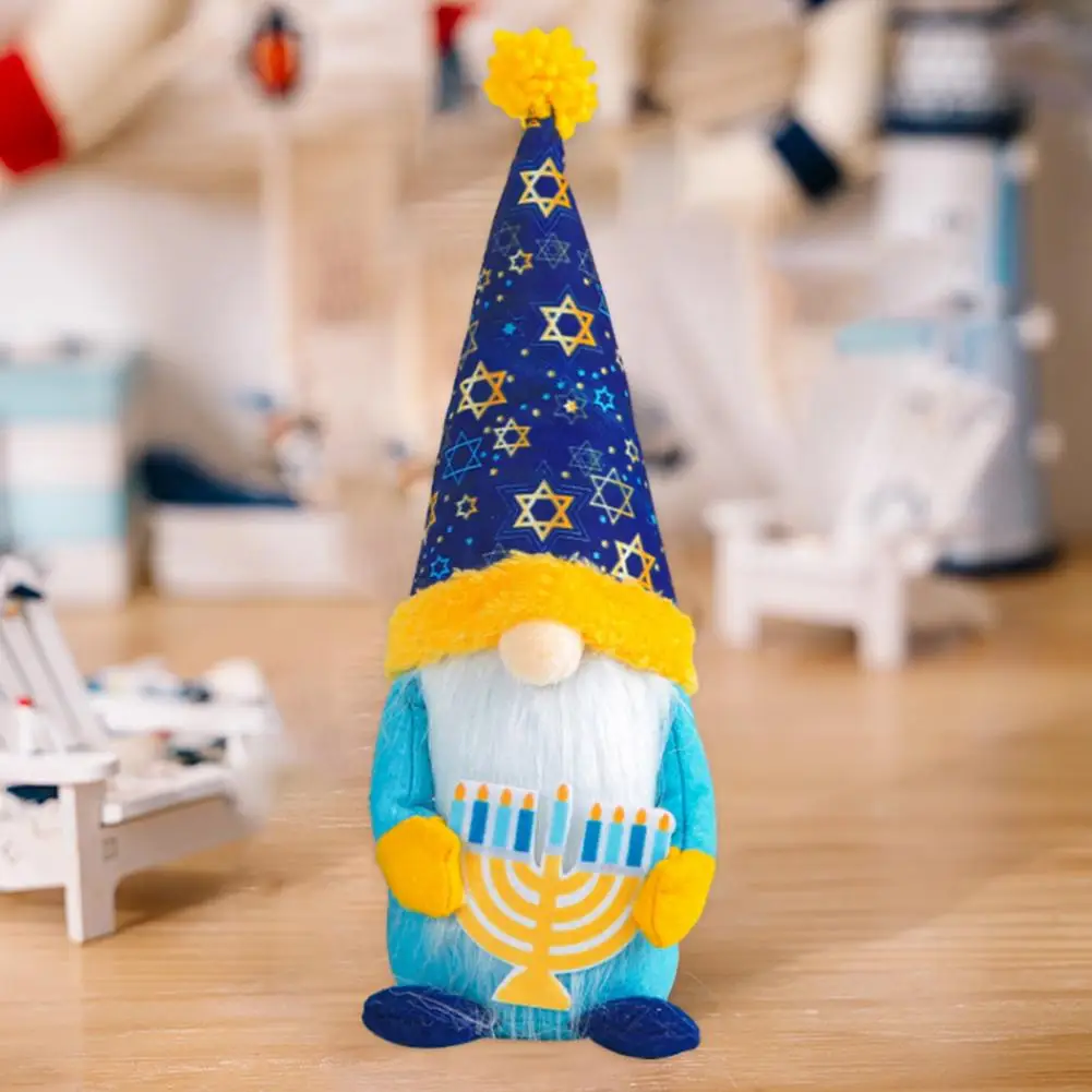 Hanukkah Festival Gnome Ornament Cultural Home Decoration for Holiday Party Festive Faceless Decor 50mm 2 meters partij organza lint gouden rode raster holiday party kerstboom ornament diy craft aanvullende materiaal riem