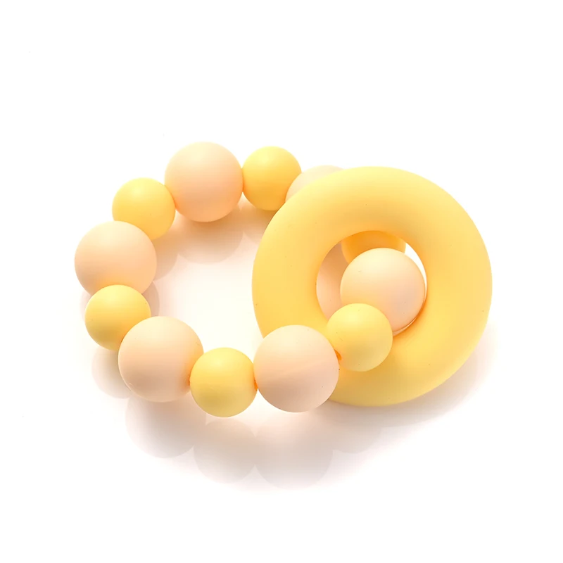 Baby Nursing Bracelets Teether Toys Silicone Beech Ring Beads Teething Wood Rattles Fidget Toys Newborn Accessories BPA Free 6